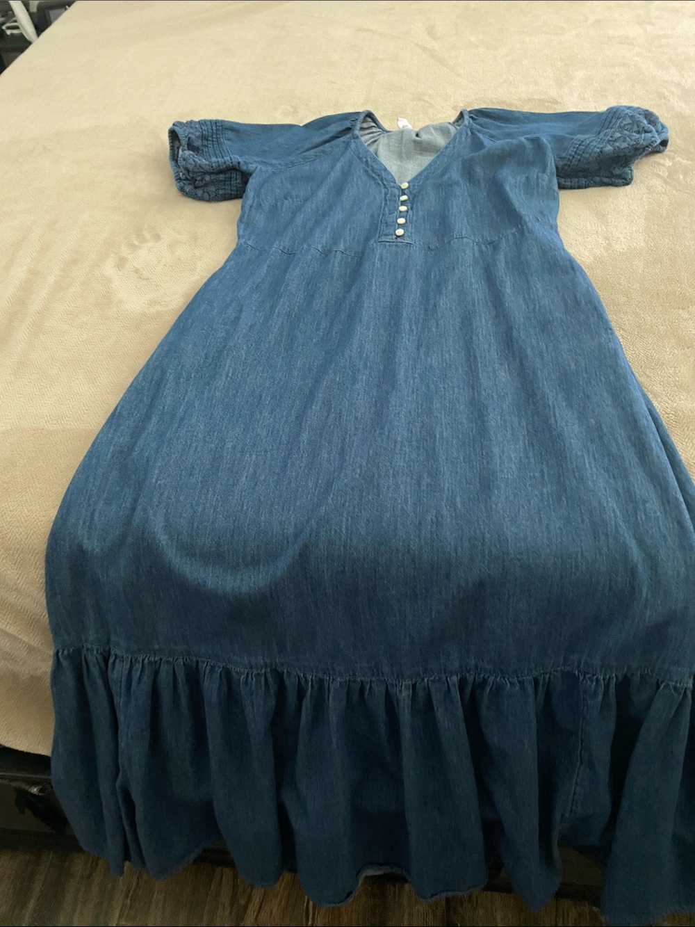 Old Navy Blue Denim-Style women Dress with Button Placket